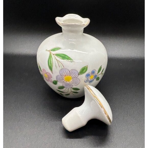 Vintage Hand-Painted Perfume Bottle Japanese Handpainted Floral & Gold Accents - Picture 7 of 16